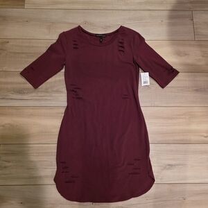 Derek Heart Burgundy Distressed Mini Dress